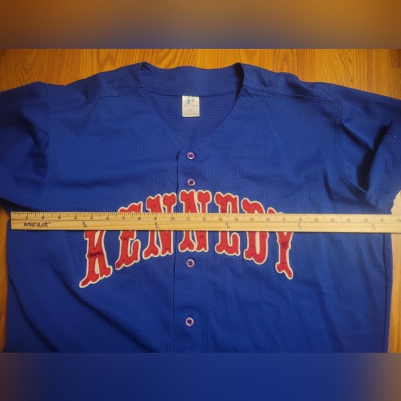 Russell Athletic Kennedy #20 Baseball Button Down Jersey XL Vintage? Blue & Red - Picture 2 of 13